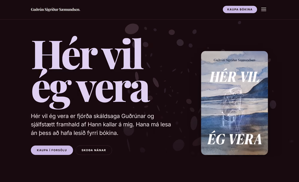 Guðrún Sæmundsen: skjámynd af vefnum