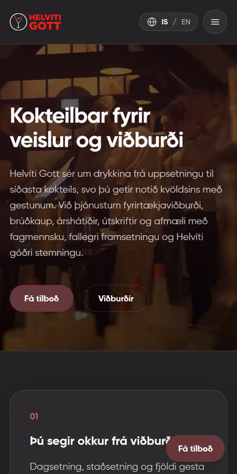 The Helvíti Gott website on a phone