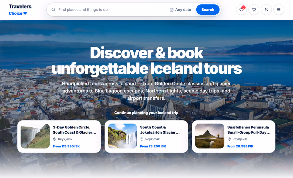 Travelers Choice: skjámynd af vefnum